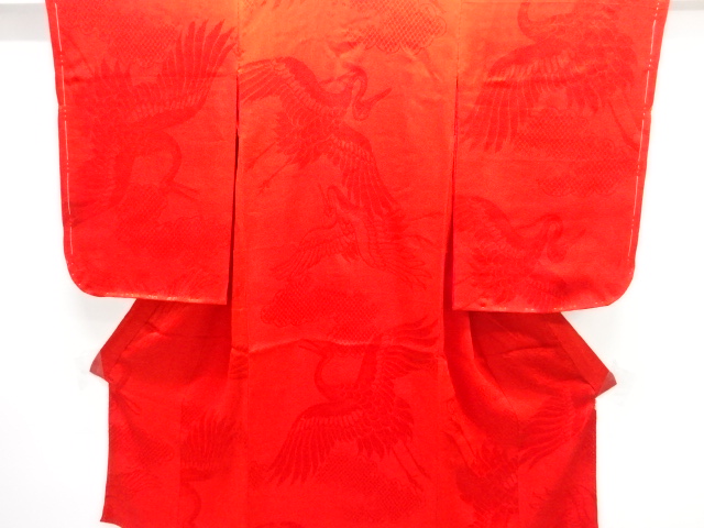 アンティーク　紋錦紗鶴模様織出し長襦袢